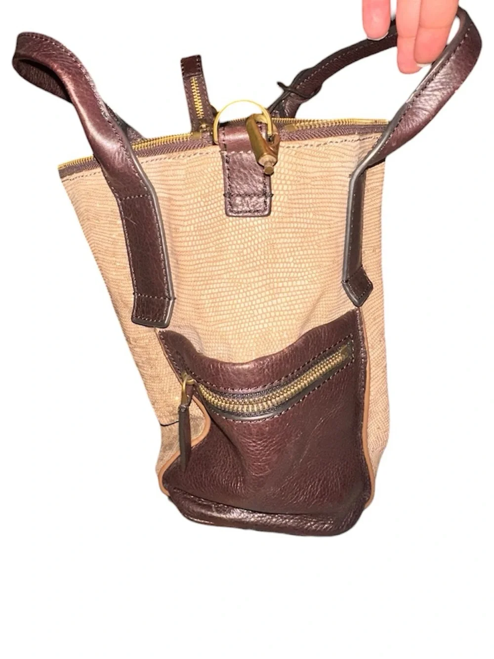 FOSSIL Emerson Satchel Golden Suede Leather Sept. 2015